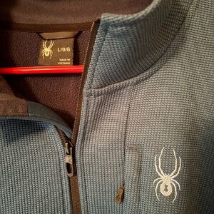 Spyder Slate Blue Waffle-Knit Full Zip Jacket